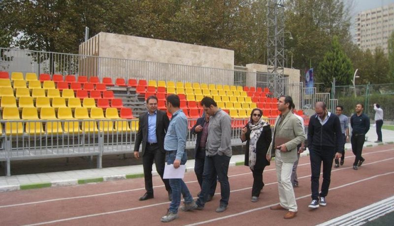 Visit by Mr. Mohammad Rahimian, Managing Director, and Mrs. Keykha, Director of Design and Designers of the Project, from the construction of platforms for spectators and sidewalks and the roofing of the tennis courts of the Post Club, affiliated with the Ministry of Communications and Information Technology, date 2/11/2016