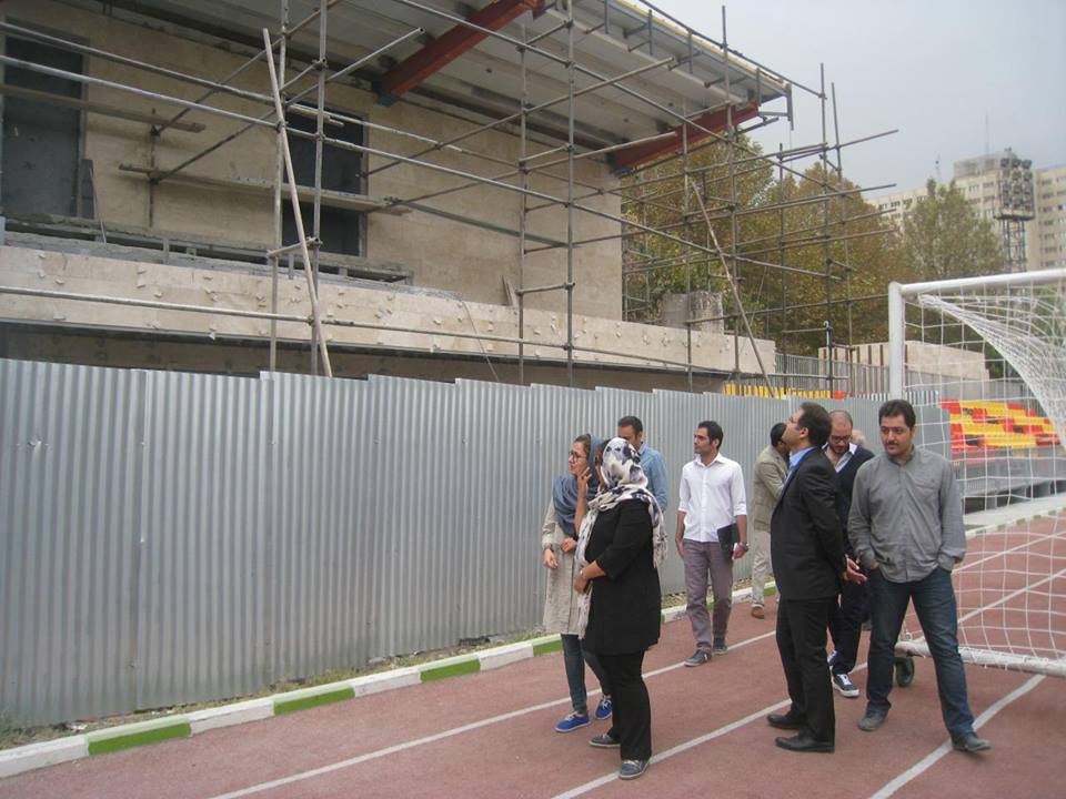 Visit by Mr. Mohammad Rahimian, Managing Director, and Mrs. Keykha, Director of Design and Designers of the Project, from the construction of platforms for spectators and sidewalks and the roofing of the tennis courts of the Post Club, affiliated with the Ministry of Communications and Information Technology, date 2/11/2016