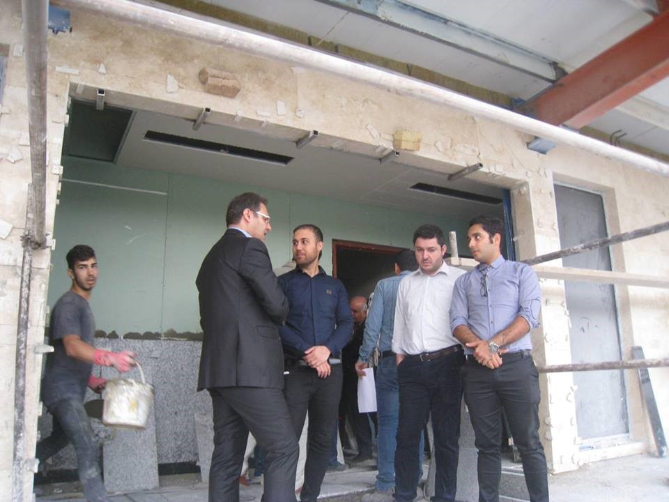 Visit by Mr. Mohammad Rahimian, Managing Director, and Mrs. Keykha, Director of Design and Designers of the Project, from the construction of platforms for spectators and sidewalks and the roofing of the tennis courts of the Post Club, affiliated with the Ministry of Communications and Information Technology, date 2/11/2016